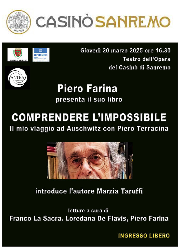 Sanremo, il regista Piero Farina ai Martedì Letterari giovedì 20 marzo Sanremo, il regista Piero Farina ai Martedì Letterari giovedì 20 marzo