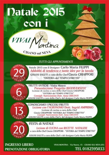 Vivai Montina: aspettando il Natale con chef, esperti e maestri, domenica 6 dicembre dalle 15.00 con Libereso Guglielmi