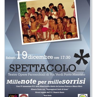 Imperia: sabato al teatro delle opere parrocchiali lo spettacolo 'Mille note per 1000 sorrisi' Imperia: sabato al teatro delle opere parrocchiali lo spettacolo 'Mille note per 1000 sorrisi'
