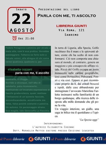 Sanremo: domani sera alla Libreria Giunti presentazione del libro &quot;Parla con me ti ascolto&quot; dell'autrice Ligure Elisabetta Cozzani