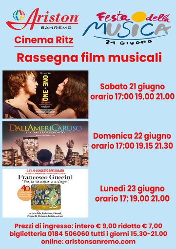 L’Ariston celebra la Festa della Musica: dal 21 al 23 giugno tre giorni di grandi film musicali alla Sala Ritz