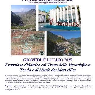 Escursione didattica col Treno delle Meraviglie a Tenda e al Musée des Merveilles  il 17 luglio