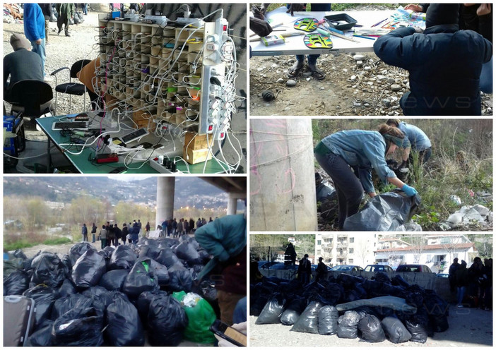Ventimiglia: solidali e migranti puliscono il lungo Roja “Abbiamo cercato di allentare la tensione e spezzare la cappa di ostilità e malessere che si è creata” (Foto)