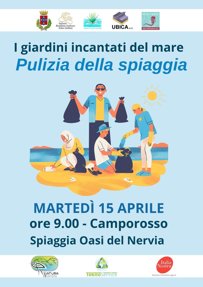 Pulizia della spiaggia a Camporosso con il progetto "I giardini incantati del mare"