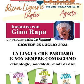Riva Ligure a Sale in Zucca "La lingua che parliamo e non sempre conosciamo". Un incontro speciale con Gino Rapa con gli interventi musicali di Marisa Fagnani.
