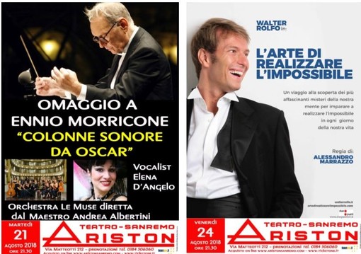 Sanremo: martedì e venerdì al Teatro Ariston due eventi a base di musica e magia Sanremo: martedì e venerdì al Teatro Ariston due eventi a base di musica e magia