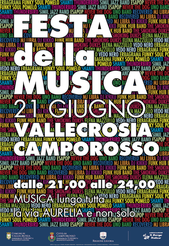 Da Vallecrosia a Camporosso domani sarà Festa della Musica, fino a mezzanotte gruppi live e Aurelia chiusa Da Vallecrosia a Camporosso domani sarà Festa della Musica, fino a mezzanotte gruppi live e Aurelia chiusa