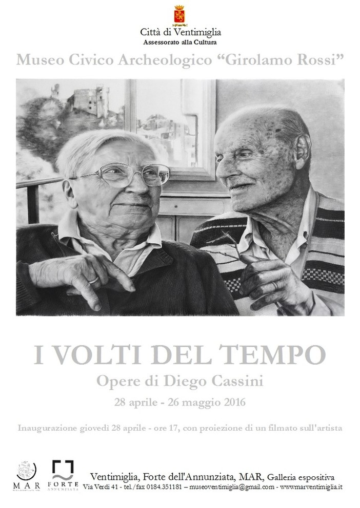 Ventimiglia: oggi pomeriggio alle 17 "I volti del tempo", inaugurazione della mostra di Diego Cassini al MAR Ventimiglia: oggi pomeriggio alle 17 "I volti del tempo", inaugurazione della mostra di Diego Cassini al MAR