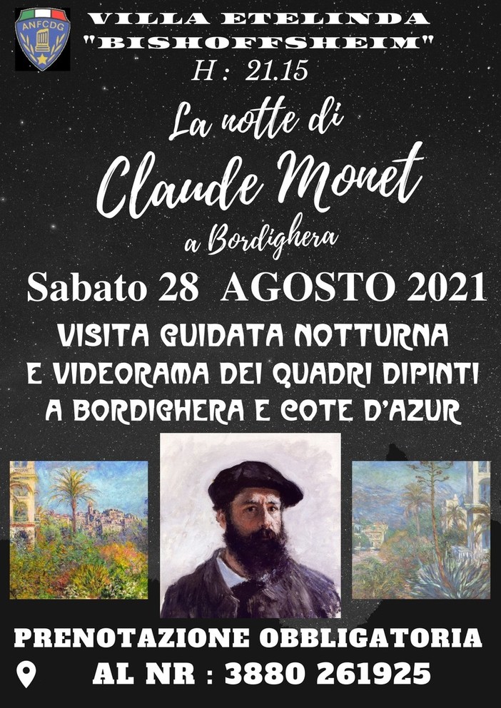 Bordighera, sabato appuntamento con la 'Notte di Monet' nella prestigiosa Villa 'Etelinda Bischoffsheim'