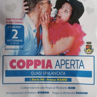 Lucinasco: venerdì andrà in scena una commedia di Dario Fo e Franca Rame, 'Coppia aperta quasi spalancata'