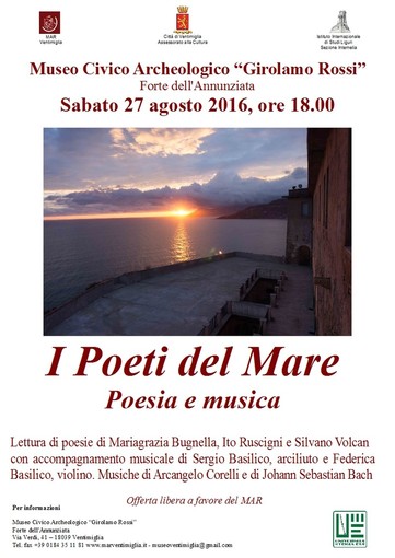 Ventimiglia: al museo Girolamo Rossi proseguono le serate con musica e poesia come protagoniste Ventimiglia: al museo Girolamo Rossi proseguono le serate con musica e poesia come protagoniste