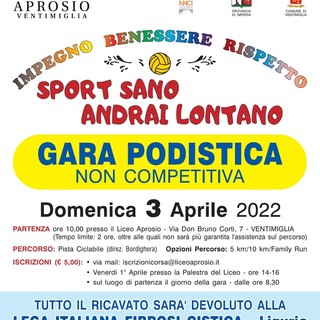 Ventimiglia, il Liceo Aprosio organizza domenica una corsa-camminata: ecco come partecipare