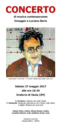 Oggi a Vasia il concerto omaggio in ricordo di Luciano Berio