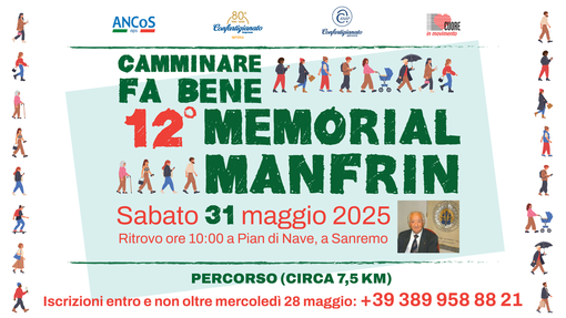 Il 31 maggio a Sanremo il  12° "memorial Manfrin: camminare fa bene, insieme"