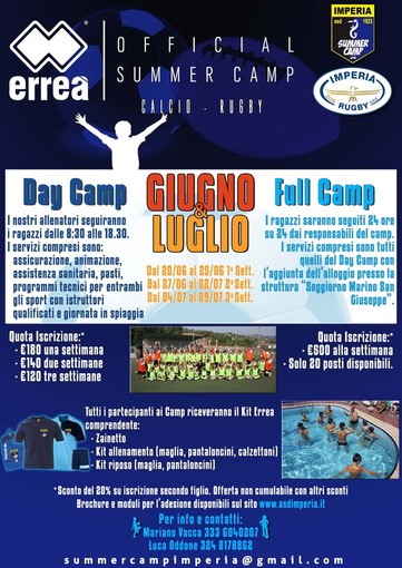 Imperia: il primo Errea' Summer Camp conquista un riscontro più che positivo, nel weekend il torneo Errea'