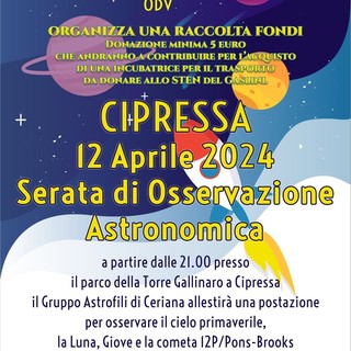 Cipressa, venerdì serata di osservazione astronomica con raccolta fondi per aiutare 'Il cuore di Martina' Cipressa, venerdì serata di osservazione astronomica con raccolta fondi per aiutare 'Il cuore di Martina'