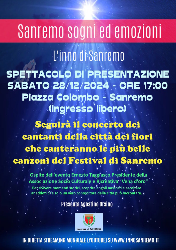 Tutto pronto per la manifestazione "Sanremo sogni ed emozioni": appuntamento domani alle 17