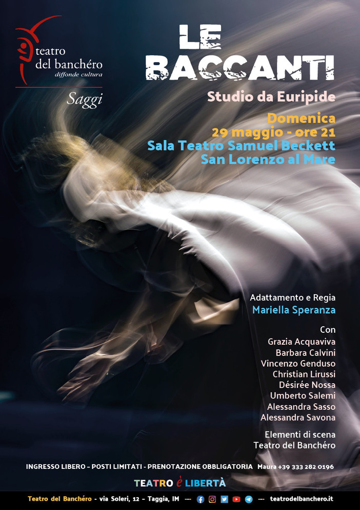 Le Baccanti di Euripide per il saggio finale adulti di Officina del Banchéro a San Lorenzo al Mare