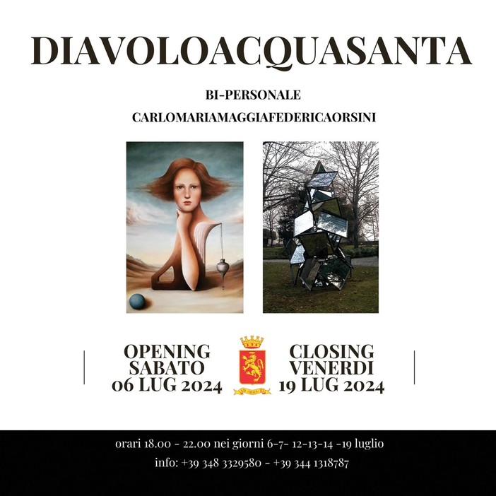 A Ventimiglia la mostra artistica 'Diavoloacquasanta', in cui arte e scultura si uniscono per raccontare gli opposti A Ventimiglia la mostra artistica 'Diavoloacquasanta', in cui arte e scultura si uniscono per raccontare gli opposti