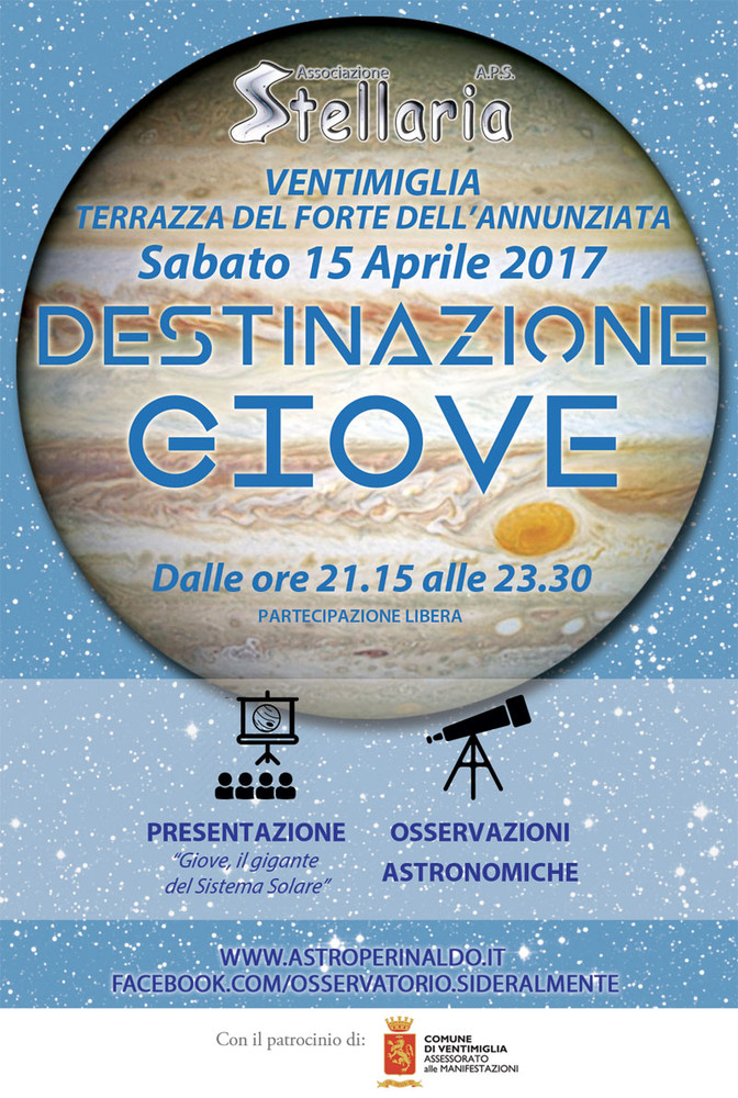 Ventimiglia: sabato sera al Forte dell'Annunziata “Destinazione Giove” per l'osservazione del pianeta con l'associazione 'Stellaria'
