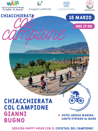 Santo Stefano al Mare, il 15 marzo all'Aregai Marina Hotel la “Chiacchierata col Campione”