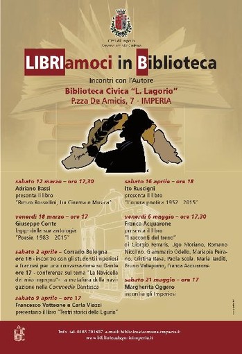 Imperia: si apre 'Libriamoci in Biblioteca', la rassegna di incontri letterari al via sabato prossimo