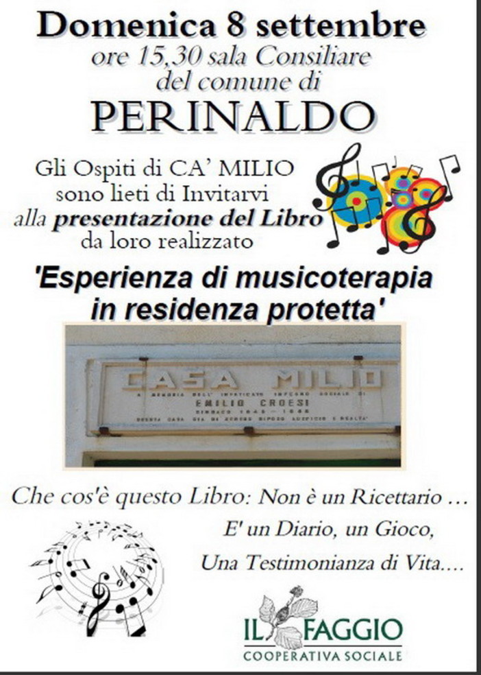 Perinaldo: domenica gli ospiti di Cà Milio presenteranno un libro sulla musicoterapia