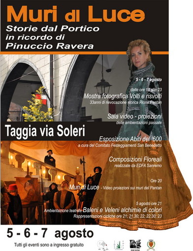 Taggia: dal 5 al 7 agosto la manifestazione 'Muri di Luce"