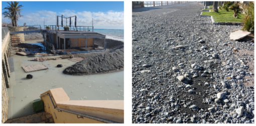 Bordighera, sottopassi allagati e passeggiata invasa dalle pietre: lungomare chiuso al transito (Foto)