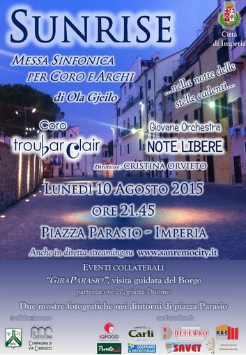 Imperia: il 10 agosto la suggestiva Messa sinfonica "Sunrise Mass" in piazza Parasio
