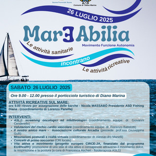 Torna 'Mareabilia' a Diano Marina: una giornata tra benessere, movimento e inclusione per tutti Torna 'Mareabilia' a Diano Marina: una giornata tra benessere, movimento e inclusione per tutti