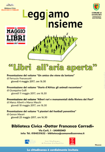 Sanremo: quattro incontri alla biblioteca civica per la campagna &quot;Maggio dei libri&quot;