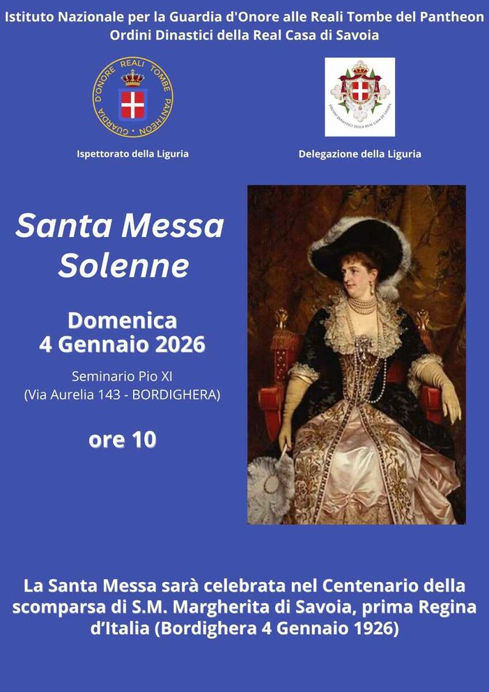 Bordighera, messa per il centenario della scomparsa della Regina Margherita Bordighera, messa per il centenario della scomparsa della Regina Margherita