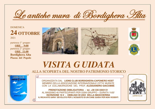 Domenica prossima a Bordighera, visita guidata nella città alta a cura del Lions Club Bordighera Capo Nero Host