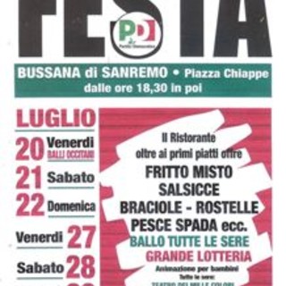 Sanremo: grande affluenza di pubblico per la serata di apertura della Festa Democratica a Bussana