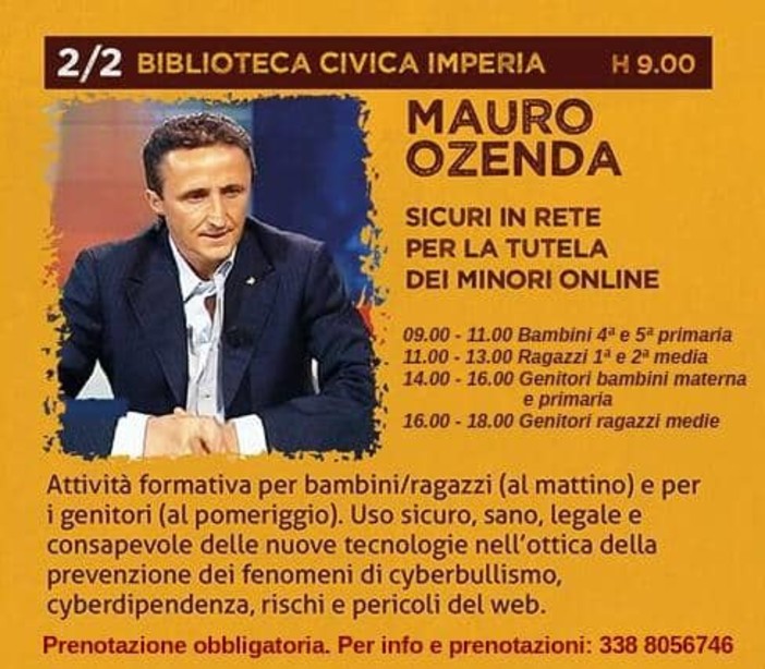 Imperia: per la rassegna 'L'Arte Nutriente', sabato l'incontro con il consulente informatico Mauro Ozenda