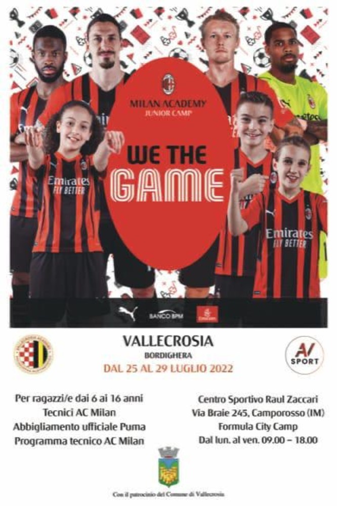 ‘Milan City Camp’ a Vallecrosia, domenica prossima incontro preliminare alla Polisportiva Vallecrosia Academy