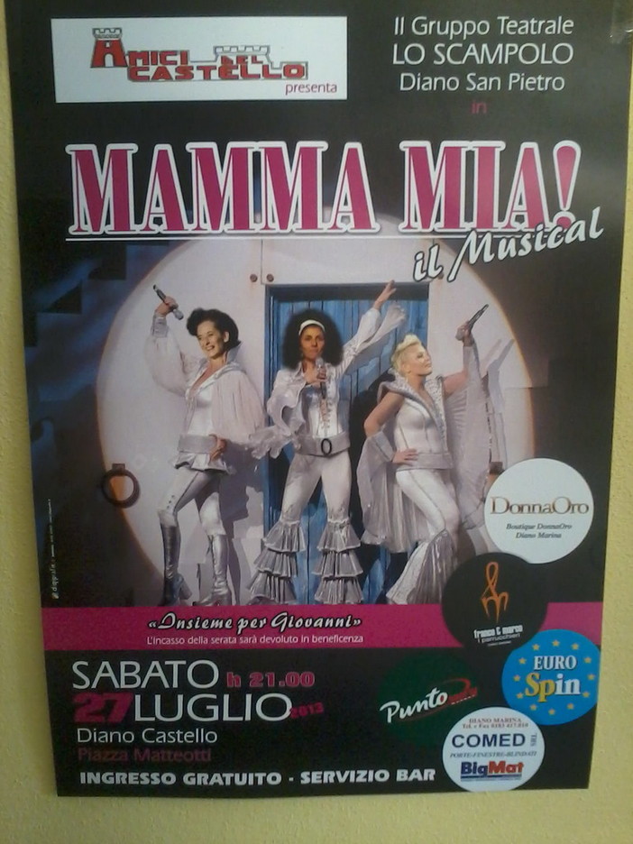 Diano Castello: domani sera appuntamento con il musical 'Mamma Mia' Diano Castello: domani sera appuntamento con il musical 'Mamma Mia'