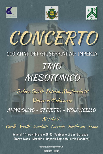 Imperia: venerdì sera alla chiesa di San Giuseppe di Porto Maurizio concerto del Trio Mesotonico