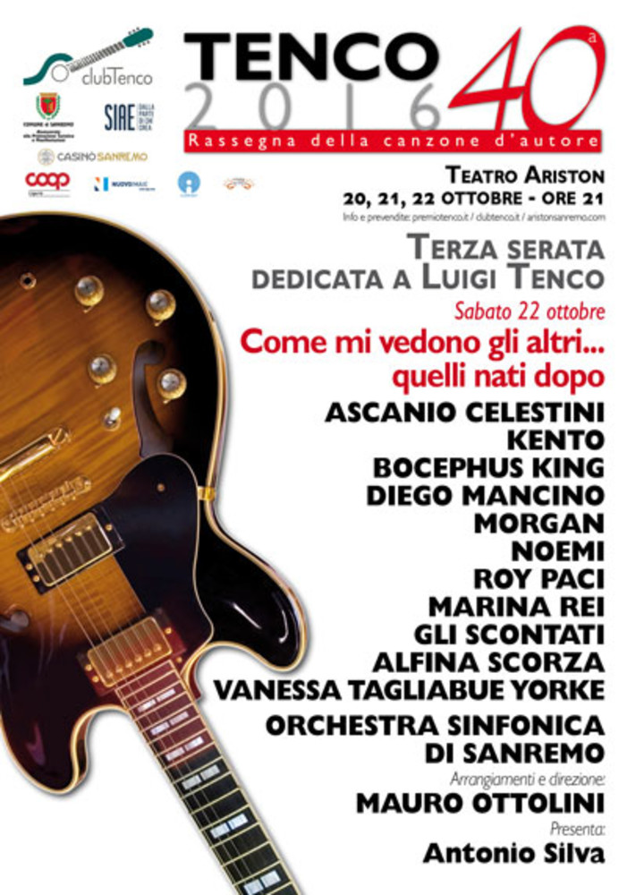 Sanremo: '50 Anni senza Luigi Tenco', sabato 22 ottobre al teatro Ariston per l'ultima serata del Premio Tenco