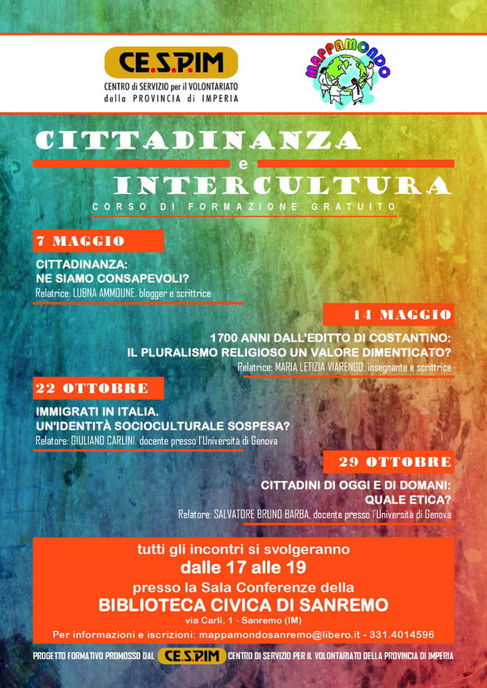 Sanremo: oggi pomeriggio alla biblioteca un incontro sull'importanza dell'Editto di Costantino ed il pluralismo religioso