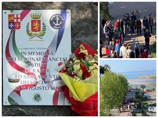 Persero la vita per sminare la città, Ventimiglia inaugura il monumento in memoria dei marinai francesi (Foto)