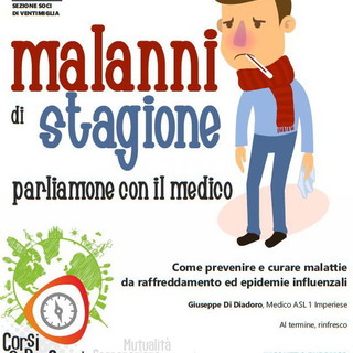 Ventimiglia: domani incontro pubblico su come prevenire e curare malattie da raffreddamento ed epidemie influenzali