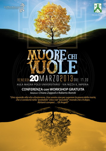 Imperia: il 20 marzo al Polo Universitario, conferenza-workshop 'Muore chi Vuole'