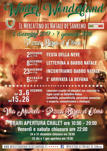 Sanremo: domani in piazza Borea d'Olmo, inaugurazione ufficiale del Mercatino di Natale
