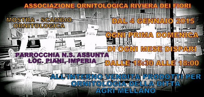Imperia: domani il via alle cene dell'associazione ornitologica 'Riviera dei Fiori' di Imperia