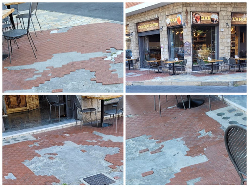 Diano Marina, marciapiede dissestato: le proteste dei residenti di piazza Mazzini (foto) Diano Marina, marciapiede dissestato: le proteste dei residenti di piazza Mazzini (foto)