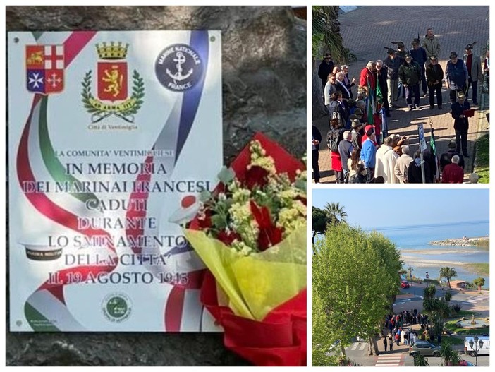 Persero la vita per sminare la città, Ventimiglia inaugura il monumento in memoria dei marinai francesi (Foto)