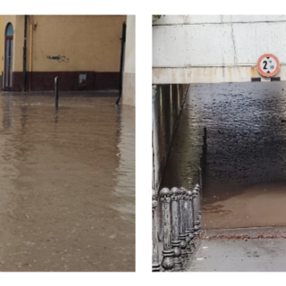 Maltempo, pioggia e grandine: strade e sottopassi allagati a Bordighera (Foto e video)