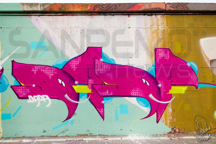 Imperia: 600 metri di muraglione sull'argine destro abbellitti con murales, la foto di Claudio Valente Imperia: 600 metri di muraglione sull'argine destro abbellitti con murales, la foto di Claudio Valente